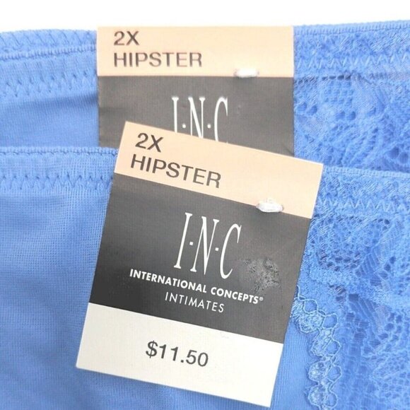 BOGO INC International Concepts Lace Inset Hipster Panties Yacht Blue 2X NEW Lot - Picture 3 of 10
